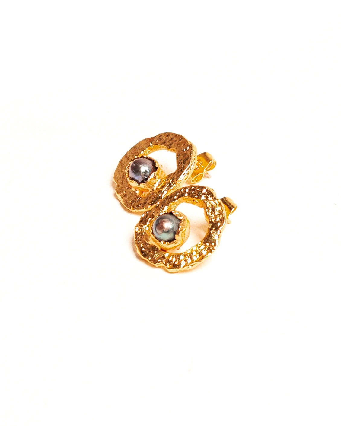 Aretes Lunara de Ferozza en bronce con baño de oro 24k y piedra natural — vista 4