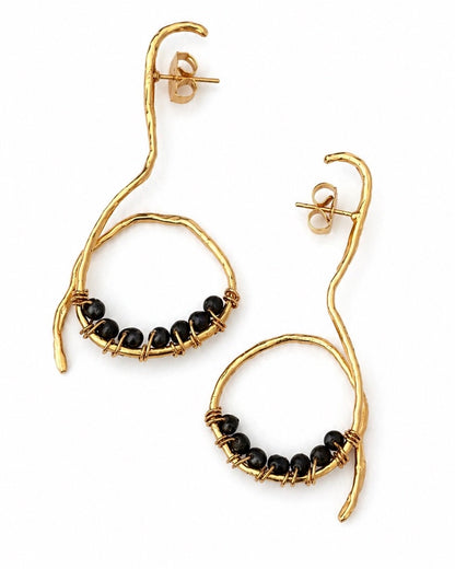 ARETES PERLITAS NEGRO