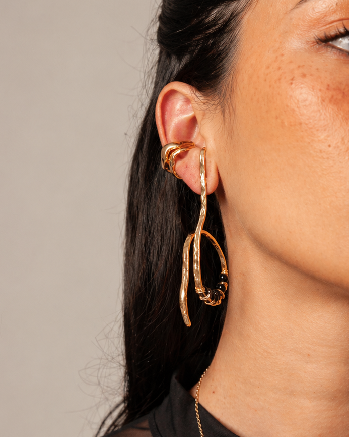 ARETES PERLITAS NEGRO