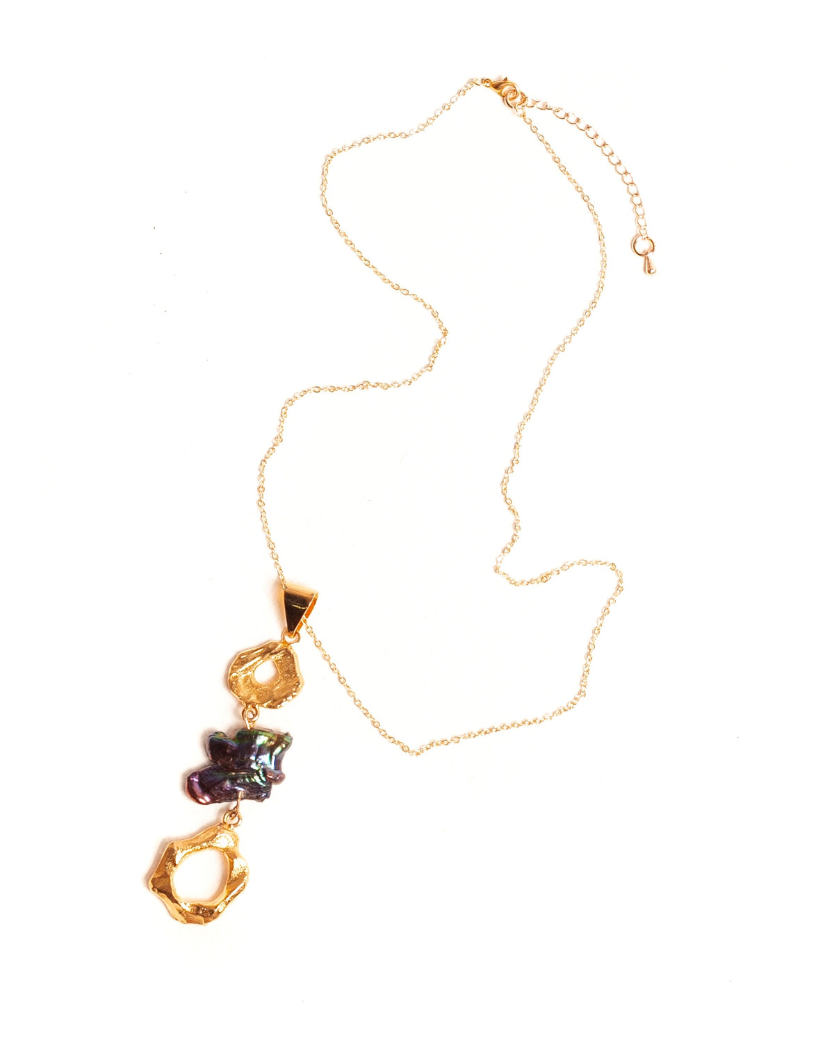 Collar Alma de Ferozza en bronce con baño de oro 24k y piedra natural — vista 8