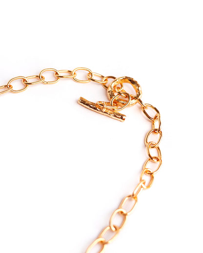Collar Azalea de Ferozza en bronce con baño de oro 24k, de forma y textura orgánicas — vista 9