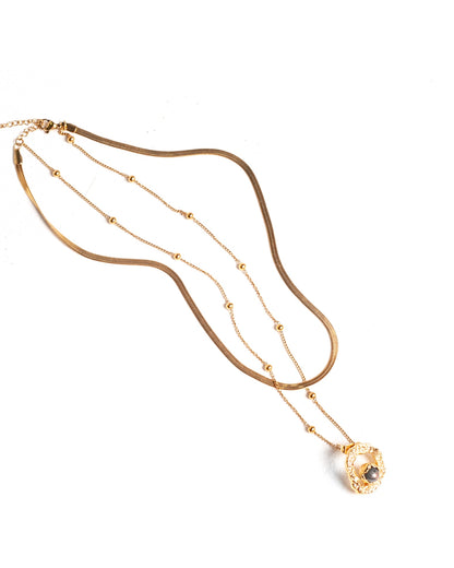 Collar Lunara de Ferozza en bronce con baño de oro 24k y perla natural — vista 6