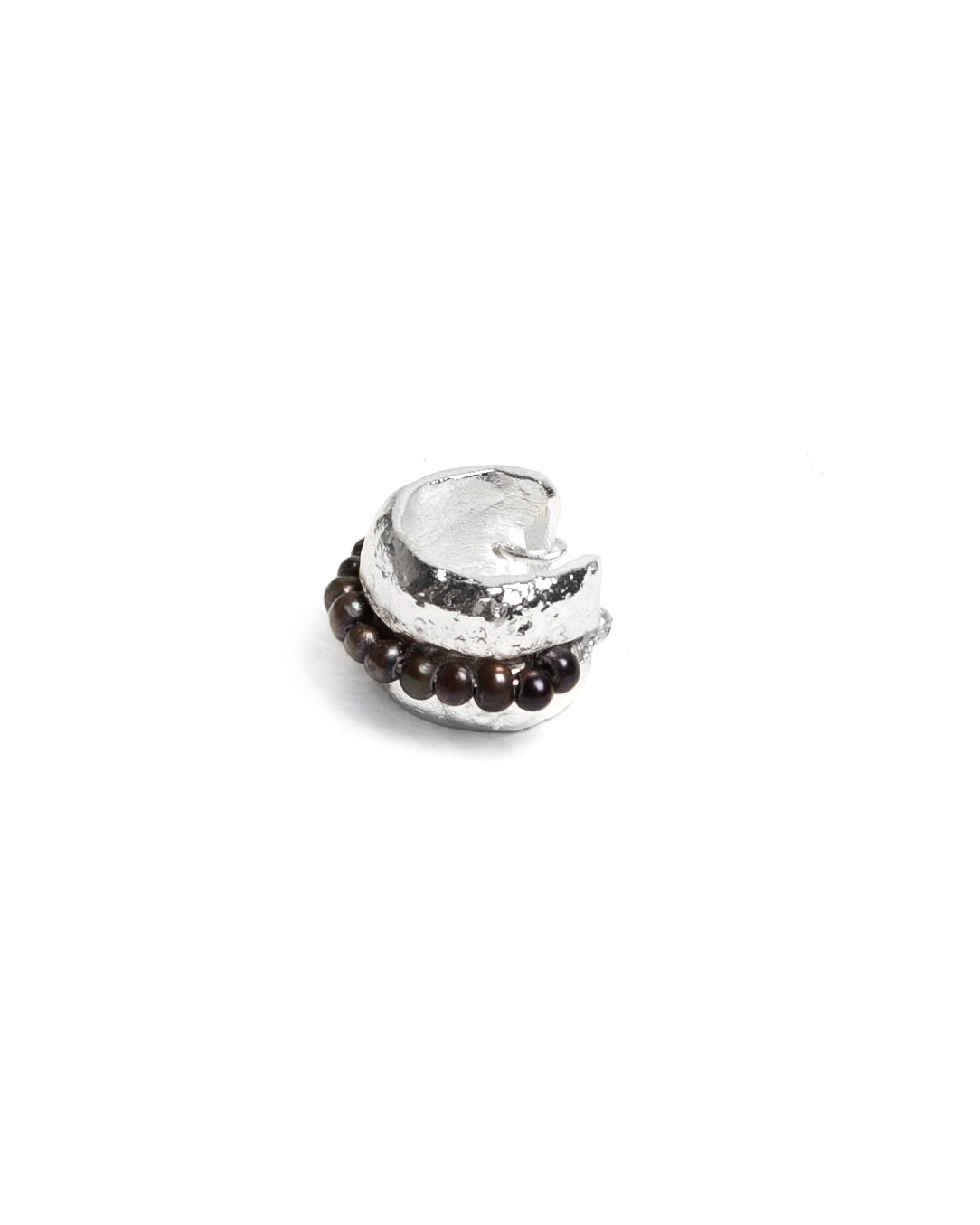Earcuff Erea de Ferozza con piedras naturales oscuras y baño de oro 24k, sin perforación — vista 2
