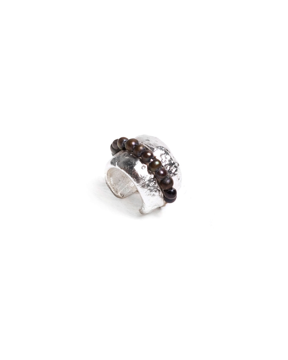 Earcuff Erea de Ferozza con piedras naturales oscuras y baño de oro 24k, sin perforación — vista 6