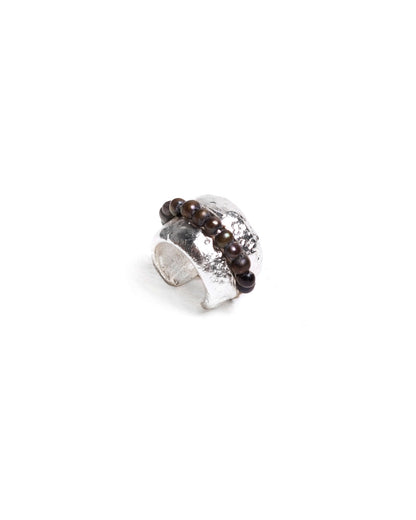Earcuff Erea de Ferozza con piedras naturales oscuras y baño de oro 24k, sin perforación — vista 6